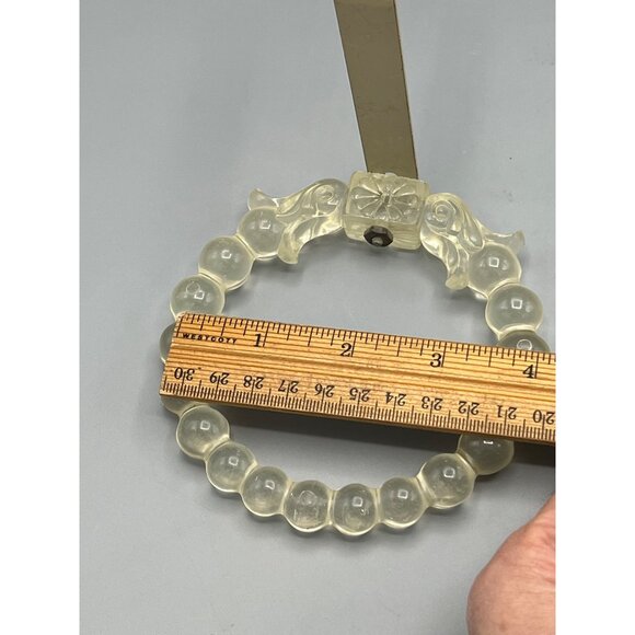 Art Deco Lucite Curtain Tiebacks Beaded Floral Design & Metal Mounting Brackets* - Picture 8 of 16